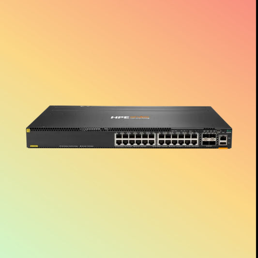 HPE अरूबा CX 6300M ​​(JL662A) स्विच - 24 x गीगाबिट ईथरनेट बेसटी PoE+ पोर्ट, 4 x 1G/10G/25G/50G* SFP पोर्ट, 1 x USB‑C कंसोल