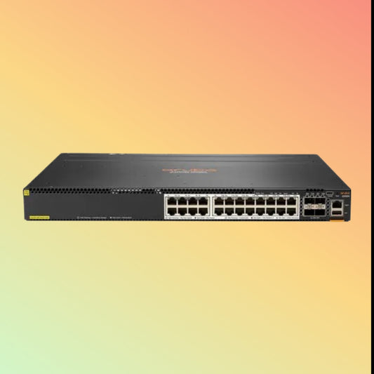 HPE अरूबा CX 6300M ​​(JL660A) स्विच - 24 x 5 GbE PoE++ पोर्ट RJ45, 4 x SFP 25 GbE WAN, 2 x USB