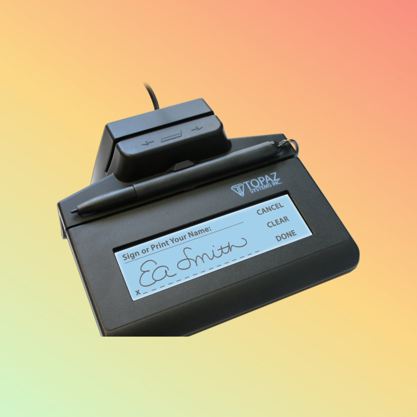 “T-LBK460 with antimicrobial stylus for secure, hygienic signing”