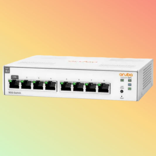 एचपीई अरूबा इंस्टेंट ऑन 1830 (जेएल810ए) स्विच - 7 x गीगाबिट ईथरनेट पोर्ट आरजे45, 1 x गीगाबिट ईथरनेट पीओई पोर्ट आरजे45