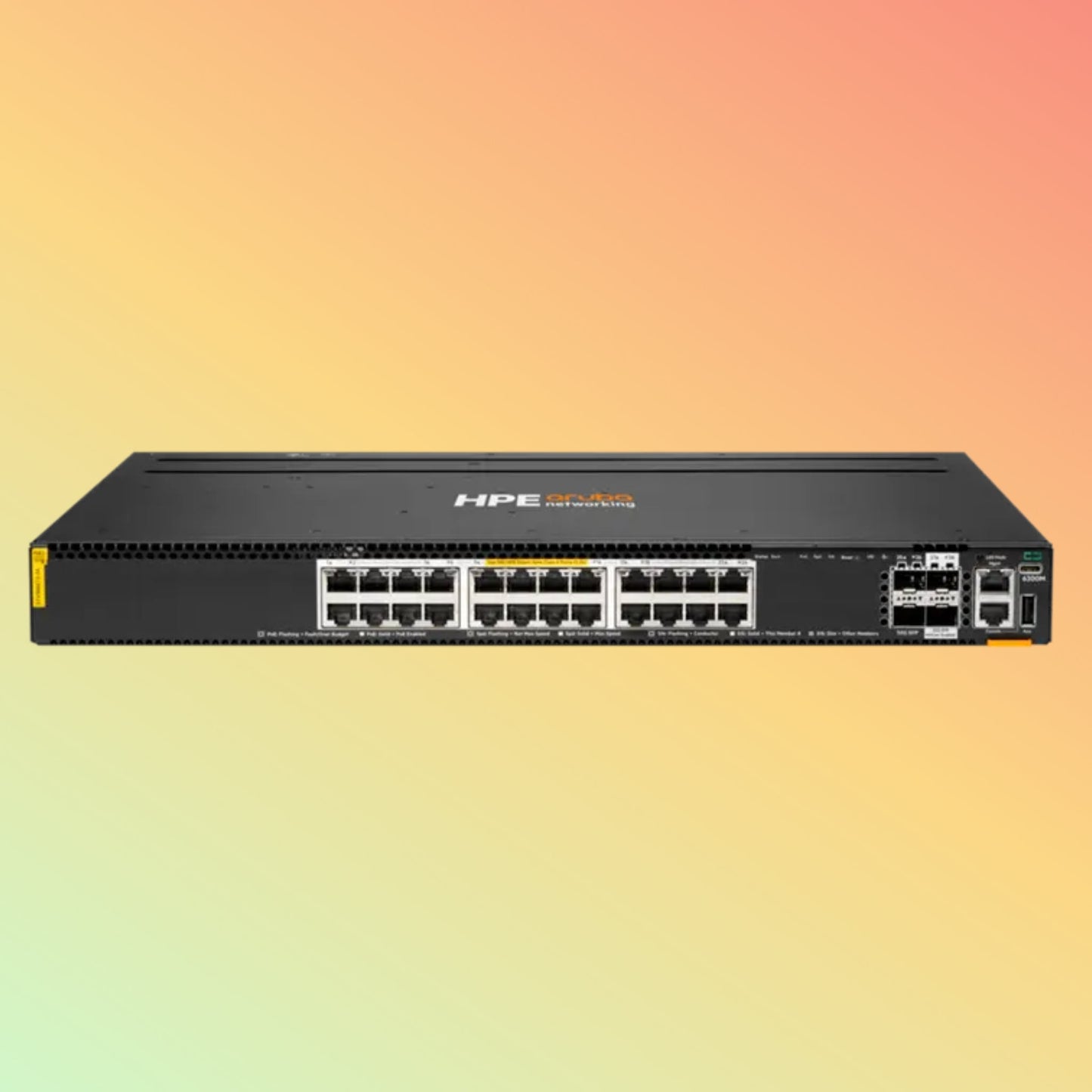 HPE अरूबा CX 6300M ​​(R8S89A) स्विच - 24 x HPE स्मार्ट रेट बेस-T पोर्ट, 2 x 10G/25G/50G SFP पोर्ट