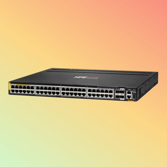 HPE अरूबा CX 6300M ​​(R8S91A) स्विच - 720 Gbps स्विचिंग बैंडविड्थ, 535 Mpps थ्रूपुट, 2880 W PoE क्षमता, 48 x RJ45