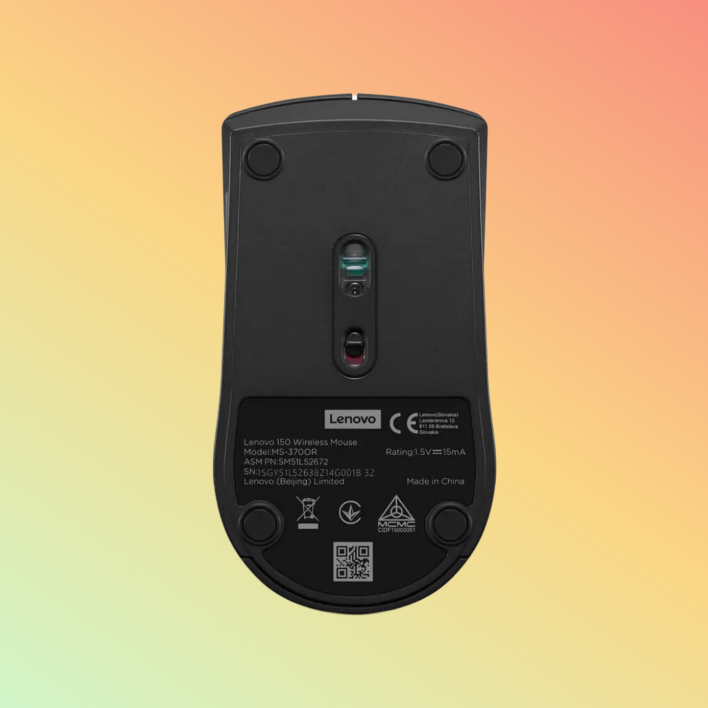 LENOVO 150 Wireless Mouse - LED Optical Sensor, 1000 DPI, 3 Button, 2.4G wireless via USB-A dongle