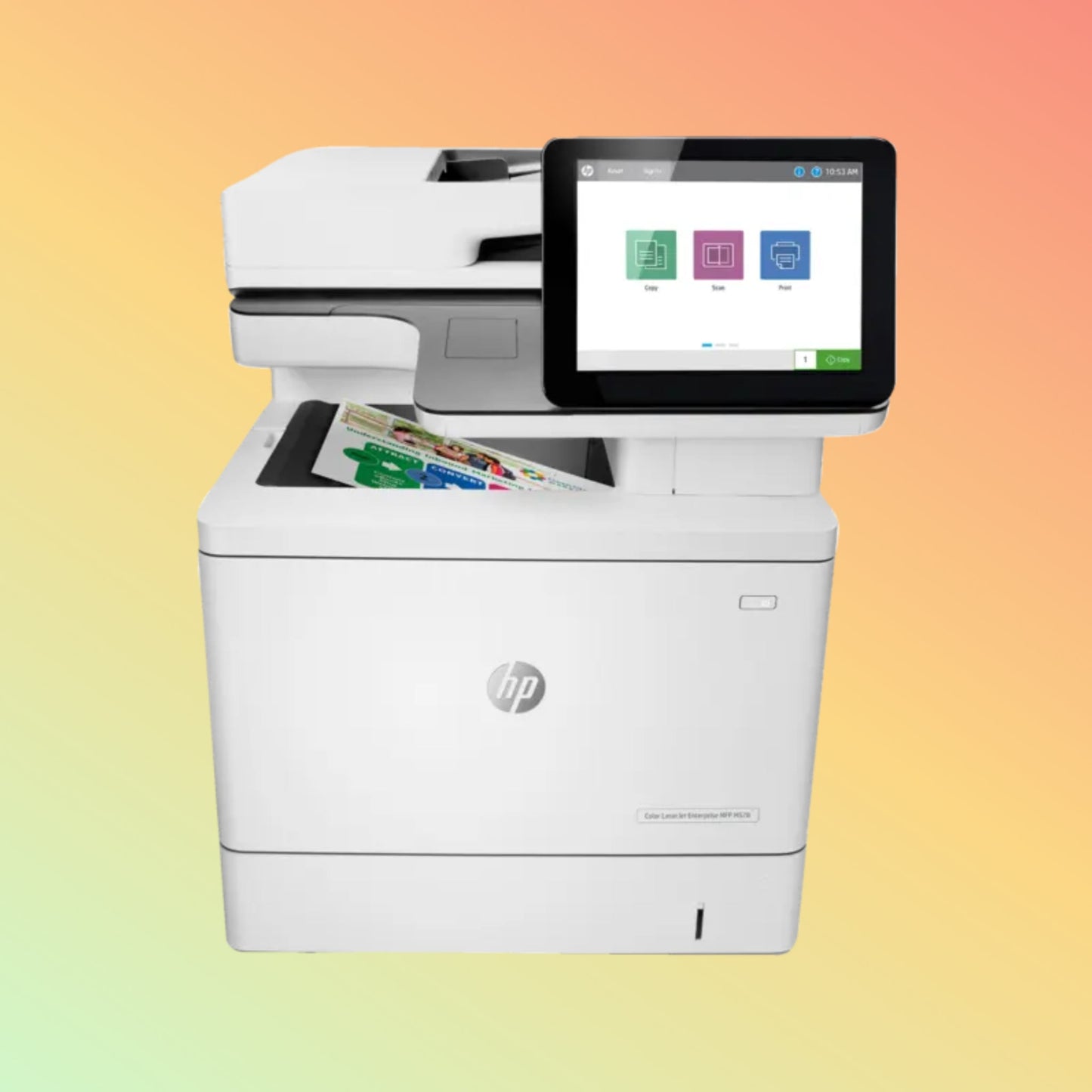 طابعة HP LaserJet Enterprise MFP M578DN - A4، طباعة ونسخ ومسح ضوئي وفاكس، 38 صفحة في الدقيقة، دقة 1200 × 1200 نقطة في البوصة، دورة عمل 80,000 صفحة، أسود وملون