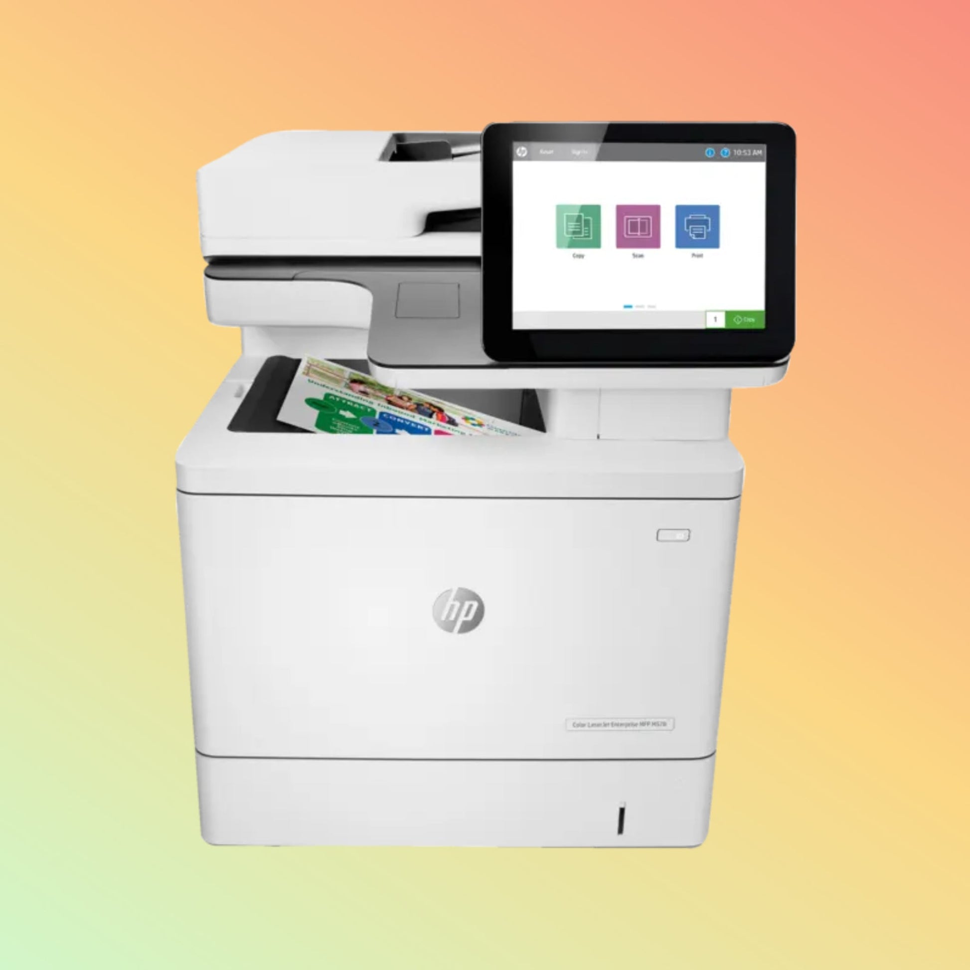 طابعة HP LaserJet Enterprise MFP M578DN - A4، طباعة ونسخ ومسح ضوئي وفاكس، 38 صفحة في الدقيقة، دقة 1200 × 1200 نقطة في البوصة، دورة عمل 80,000 صفحة، أسود وملون