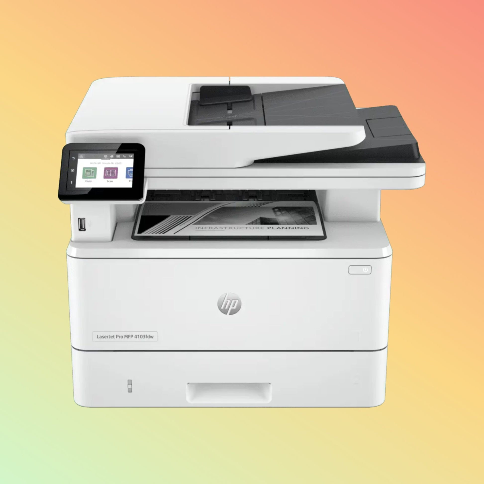 HP LaserJet Pro MFP 4103FDW प्रिंटर - वायरलेस, A4, प्रिंट कॉपी स्कैन फ़ैक्स, 40 ppm, 1200 x 1200 dpi रिज़ॉल्यूशन, 80,000 पेज ड्यूटी साइकिल