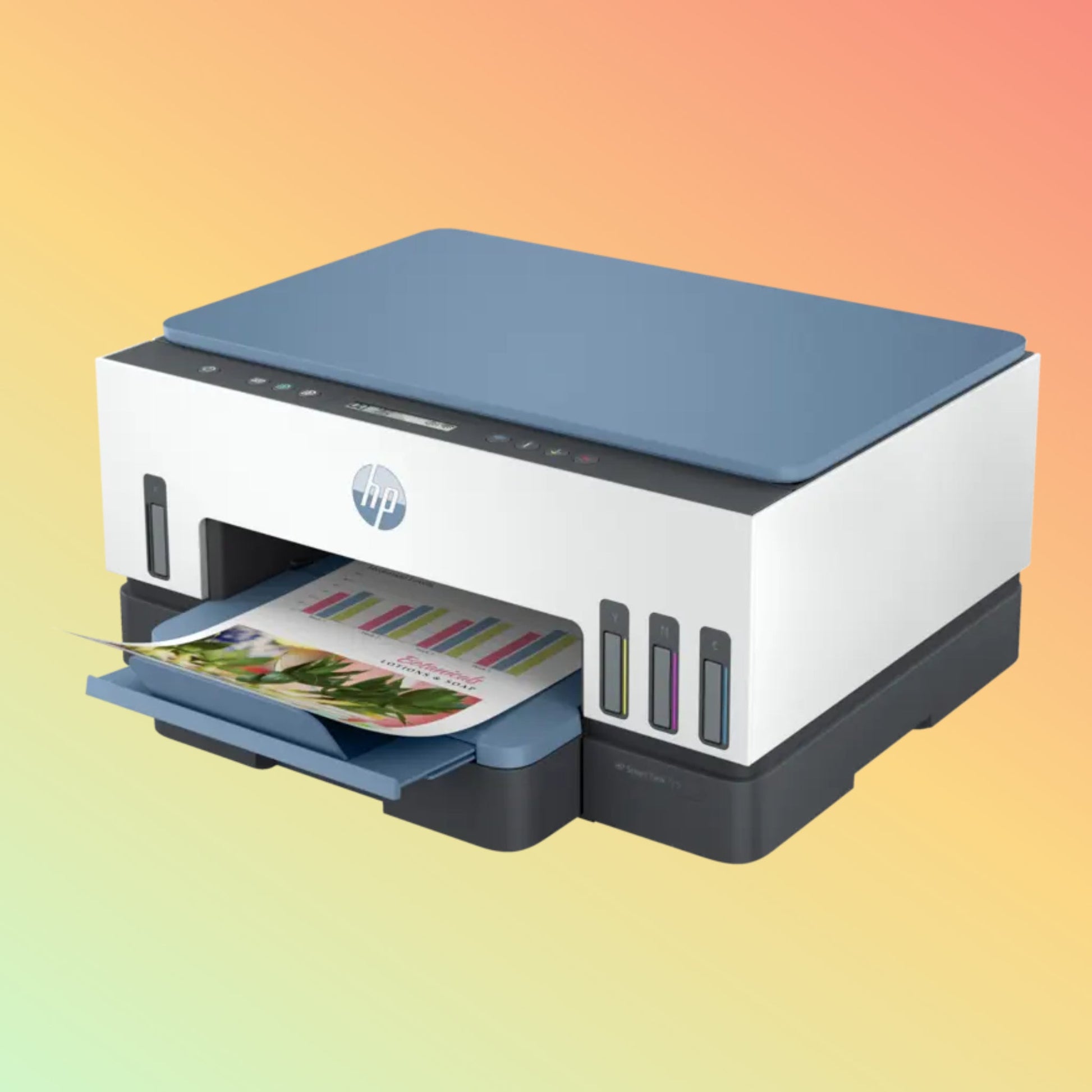 HP SMART TANK 725 Printer - Wireless, A4, Print Copy Scan, 15 ppm, 1200 x 1200 rendered dpi Resolution, 5,000 Pages Duty Cycle, Black and Color