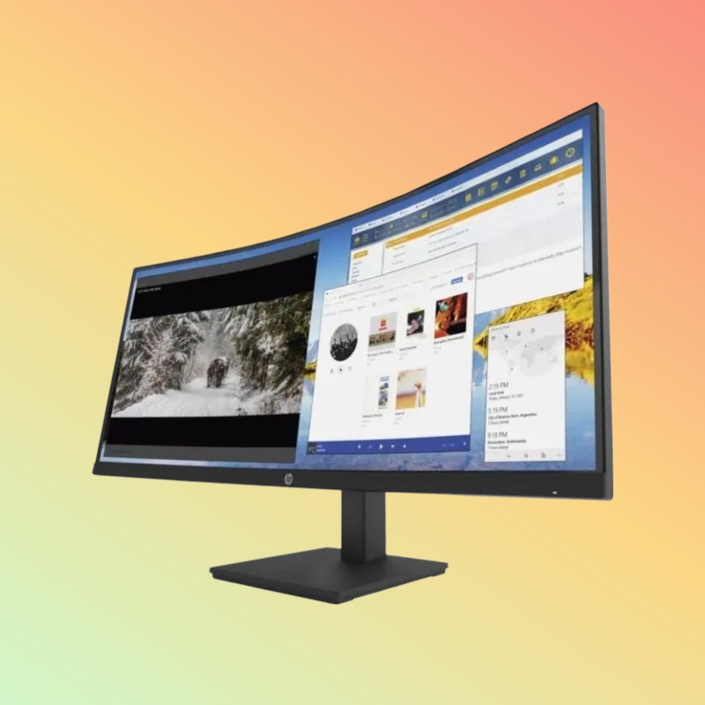 شاشة HP M34D 3B1W4AS - 34 بوصة بدقة WQHD (3440 × 1440)، منفذ HDMI، DP، سطوع 250 شمعة، معدل تحديث 100 هرتز
