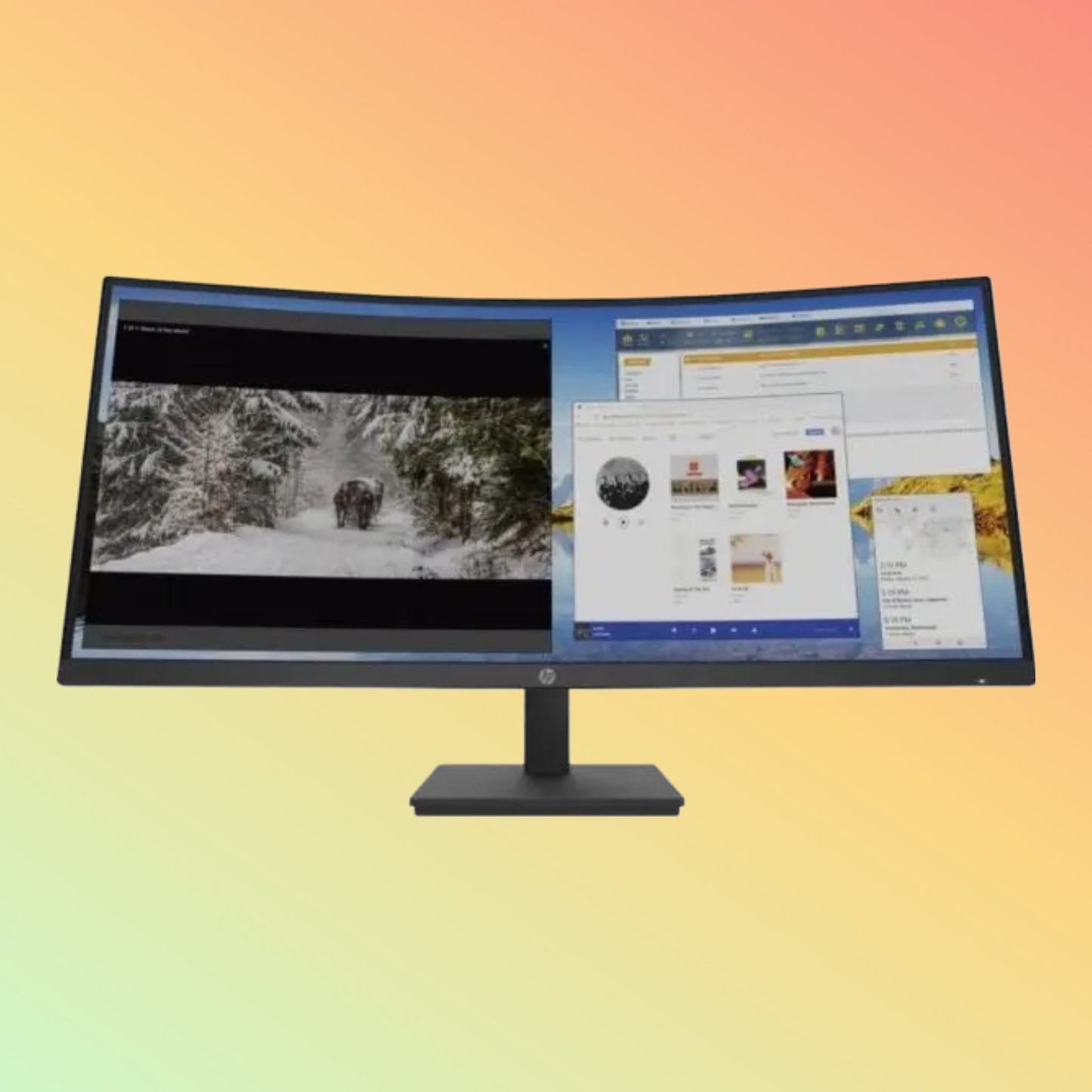 شاشة HP M34D 3B1W4AS - 34 بوصة بدقة WQHD (3440 × 1440)، منفذ HDMI، DP، سطوع 250 شمعة، معدل تحديث 100 هرتز