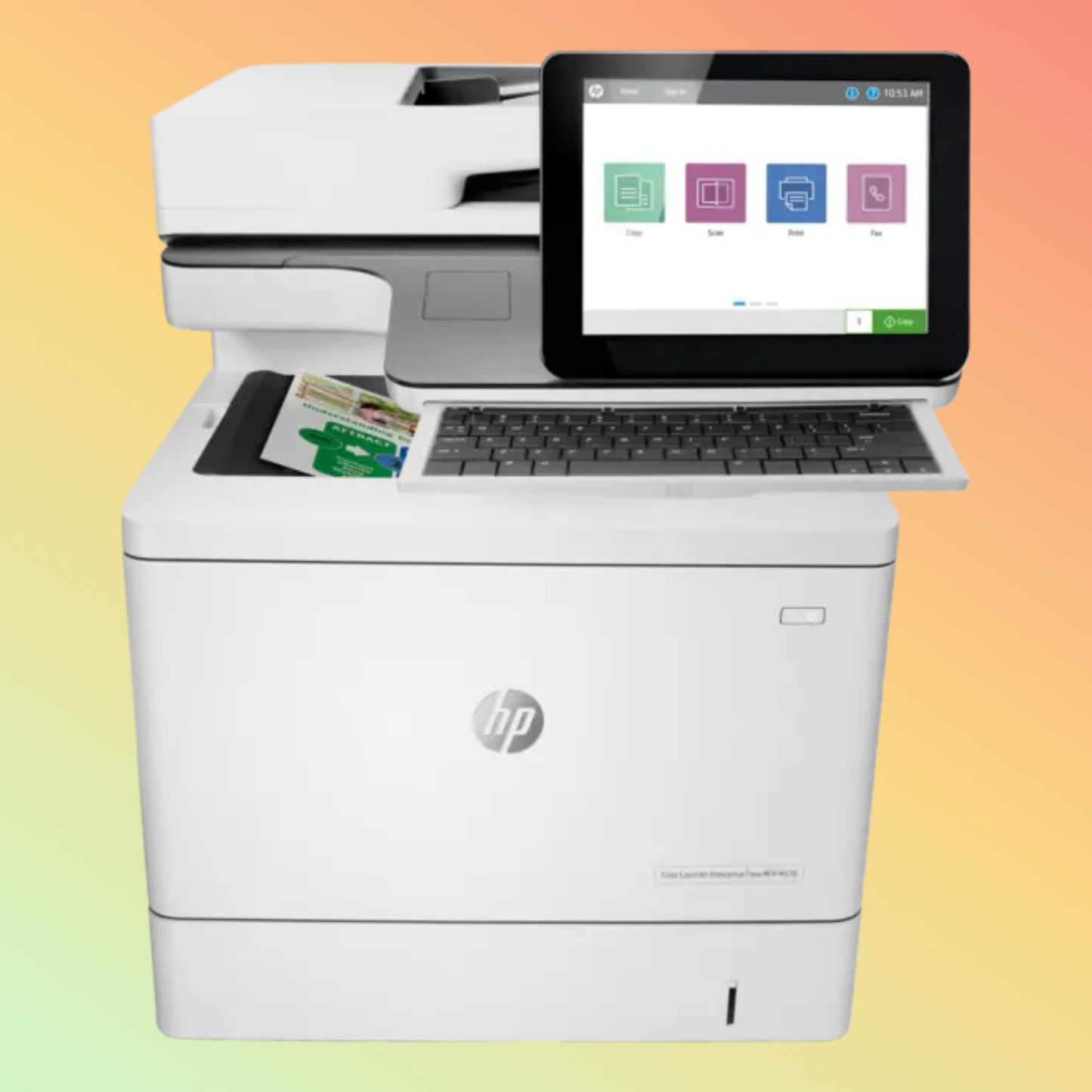 طابعة HP LaserJet Enterprise Flow MFP M578C - A4، طباعة ونسخ ومسح ضوئي وفاكس، 38 صفحة في الدقيقة، دقة 600 × 600 نقطة في البوصة، دورة عمل 80,000 صفحة، أسود وملون