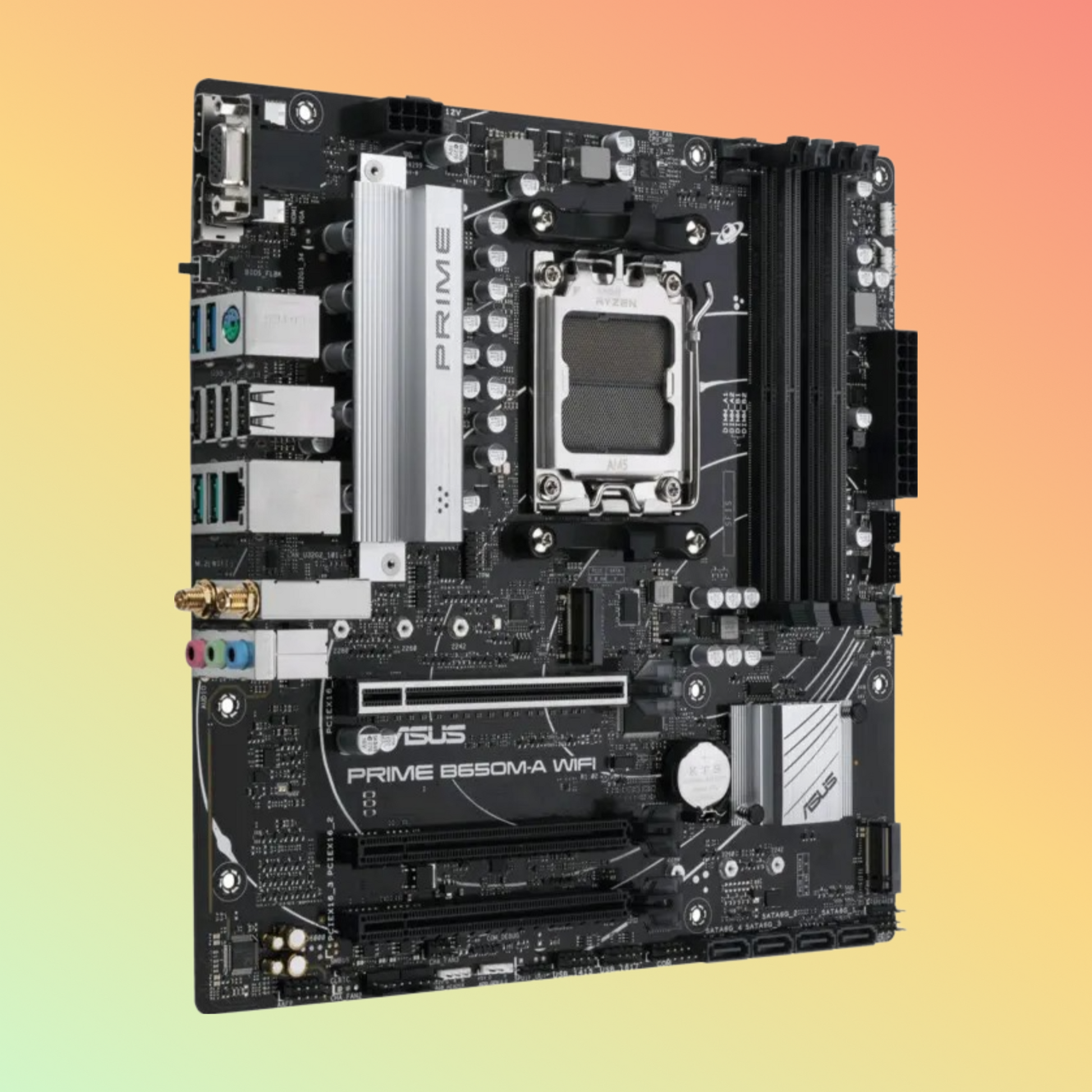اللوحة الأم ASUS PRIME B650M-A - AMD Socket AM5، B650، 4 x DIMM، DP، VGA، HDMI، 2 x M.2 slots، USB 3.2 Gen، ذاكرة فلاش ROM سعة 256 ميجابايت
