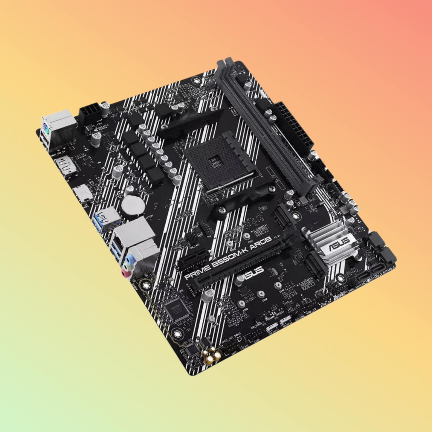 اللوحة الأم ASUS PRIME B550M-K ARGB - AMD Socket AM4، AMD B550، 2 x DIMM Slots، DP، HDMI، 2 x M.2 Slots، 128 ميجا بايت Flash ROM