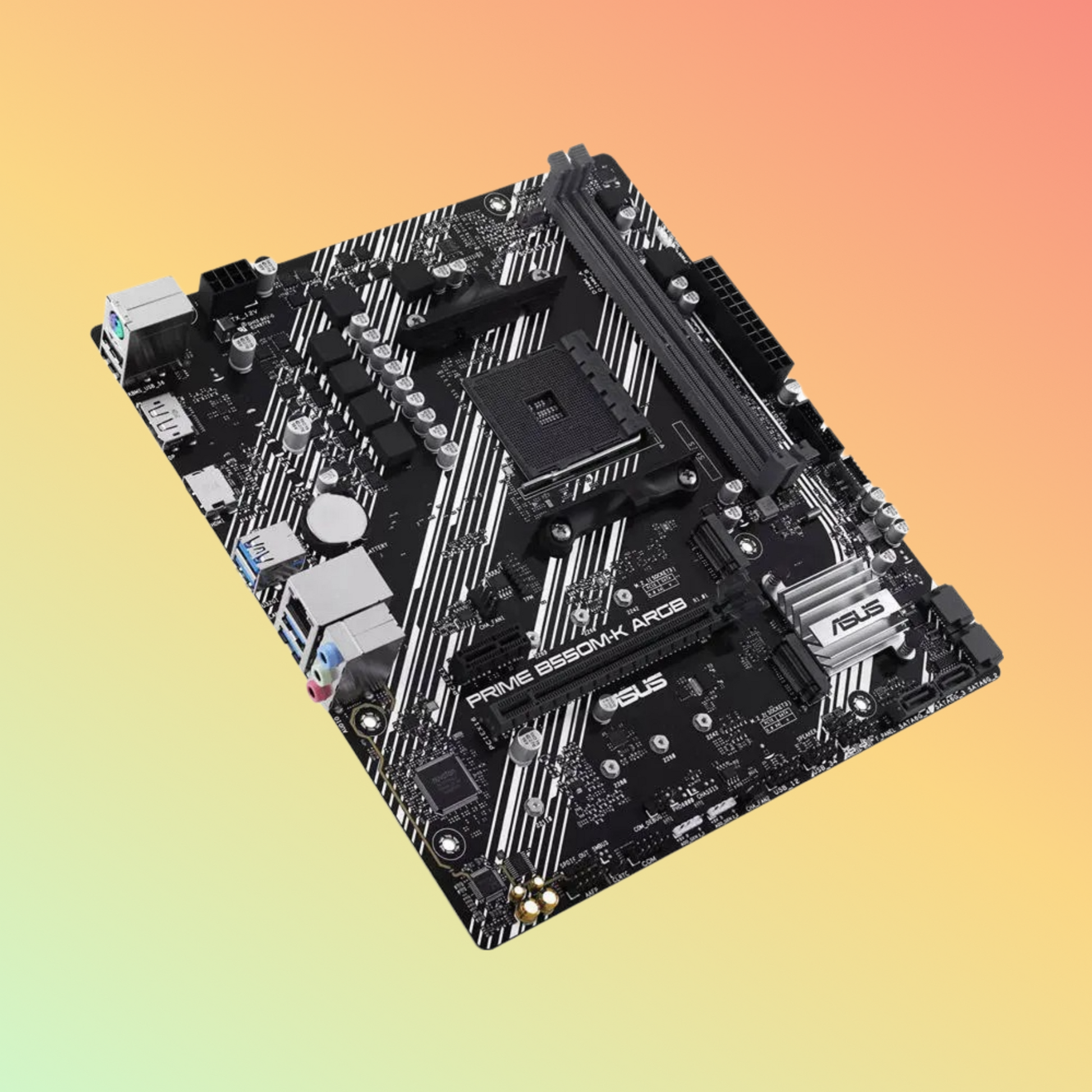 اللوحة الأم ASUS PRIME B550M-K ARGB - AMD Socket AM4، AMD B550، 2 x DIMM Slots، DP، HDMI، 2 x M.2 Slots، 128 ميجا بايت Flash ROM