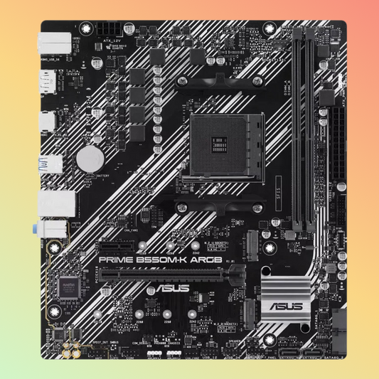 اللوحة الأم ASUS PRIME B550M-K ARGB - AMD Socket AM4، AMD B550، 2 x DIMM Slots، DP، HDMI، 2 x M.2 Slots، 128 ميجا بايت Flash ROM