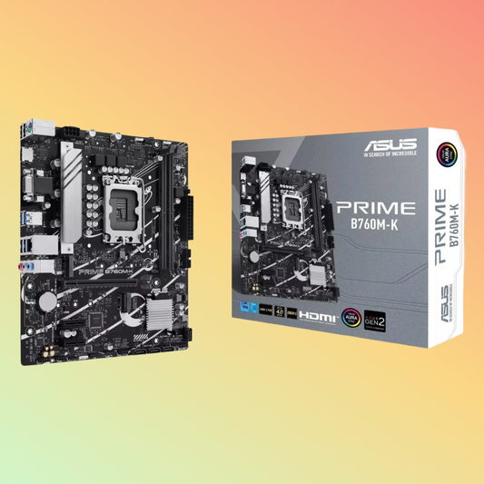 اللوحة الأم ASUS PRIME B760M-K D4 - مقبس Intel LGA1700، B760، 2 × DIMM، VGA، HDMI، 2 × M.2، ذاكرة فلاش ROM سعة 128 ميجابايت