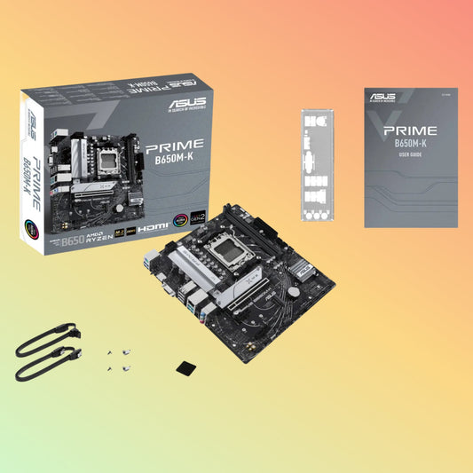اللوحة الأم ASUS PRIME B650M-K - AMD Socket AM5، B650، 2 x DIMM، VGA، HDMI، USB 3.2 Gen، 2 x M.2 slots، ذاكرة فلاش ROM سعة 256 ميجابايت