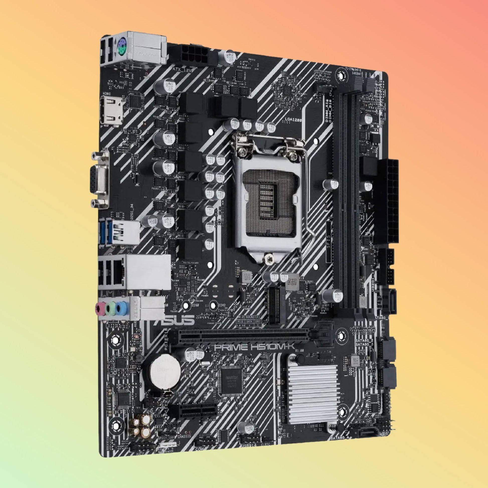 اللوحة الأم ASUS PRIME H510M-K - مقبس Intel LGA1200، H470، 2 × DIMM، VGA، HDMI، فتحة M.2 واحدة، ذاكرة فلاش ROM سعة 128 ميجابايت