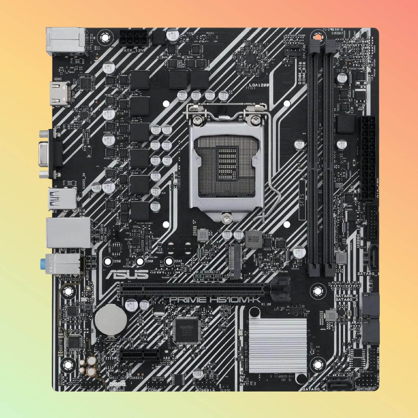 اللوحة الأم ASUS PRIME H510M-K - مقبس Intel LGA1200، H470، 2 × DIMM، VGA، HDMI، فتحة M.2 واحدة، ذاكرة فلاش ROM سعة 128 ميجابايت