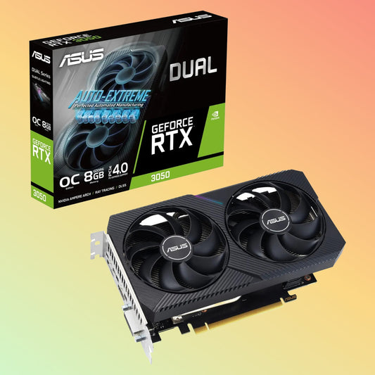 ASUS GeForce RTX 3050 DUAL V2 - 14 Gbps, 2 स्लॉट, 7680 x 4320 रिज़ॉल्यूशन, DVI, HDMI, DP, 8G, D6