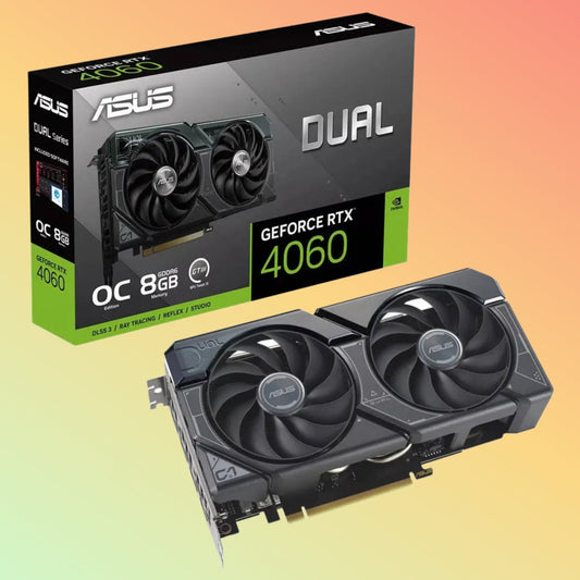 بطاقة رسومات ASUS Dual GeForce RTX 4060 O8G - 17 جيجابت في الثانية، فتحة 2.5، دقة 7680 × 4320، HDMI، DP، 8G، D6