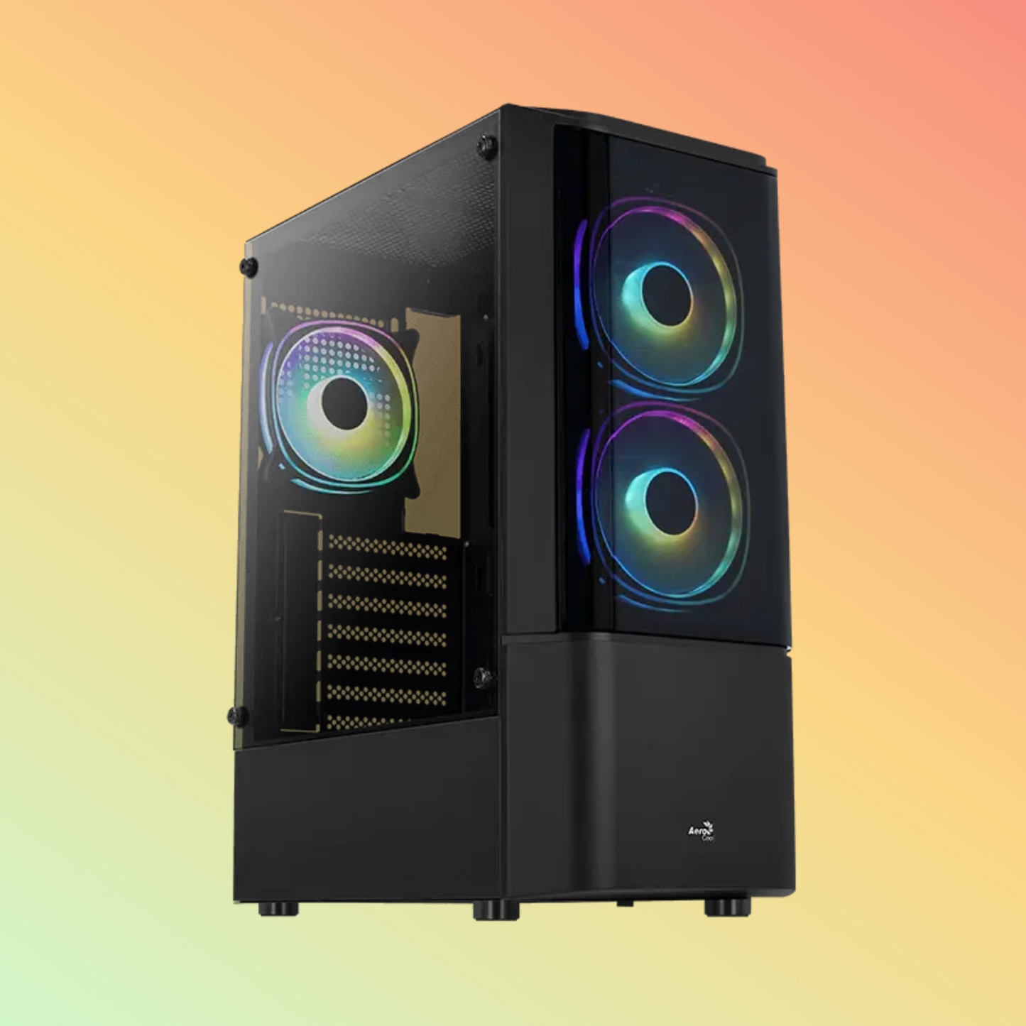 علبة AEROCOOL Quantum ARGB متوسطة الحجم - وحدة معالجة مركزية 158 مم، وحدة معالجة رسومية 297 مم، ATX، micro ATX، mini-ITX
