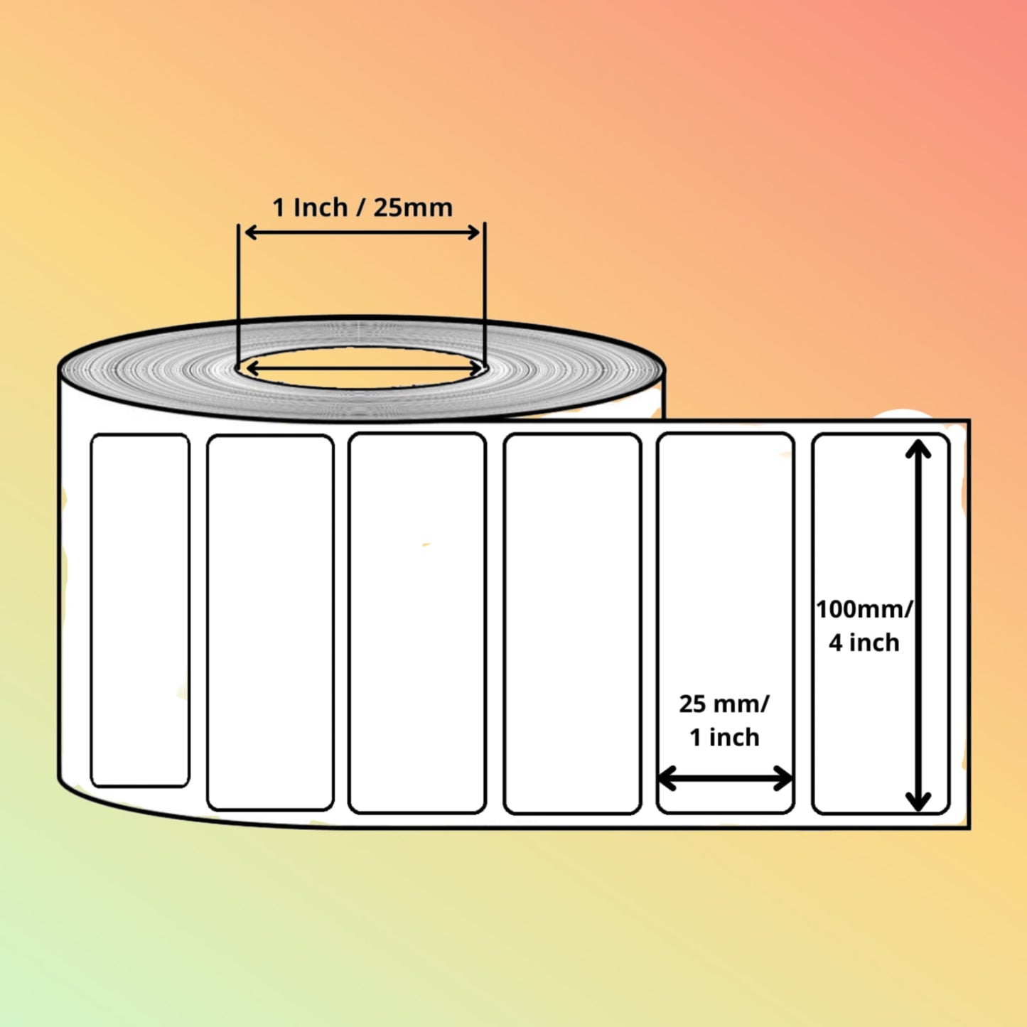 बारकोड लेबल (1000 प्रति रोल) 100mmX25mm