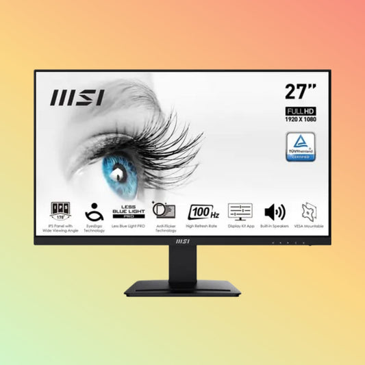 MSI PRO MP273A मॉनिटर - 27" FHD (1920 x 1080), IPS, टिल्ट, HDMI, DP, VGA, 300 निट्स, 100 Hz
