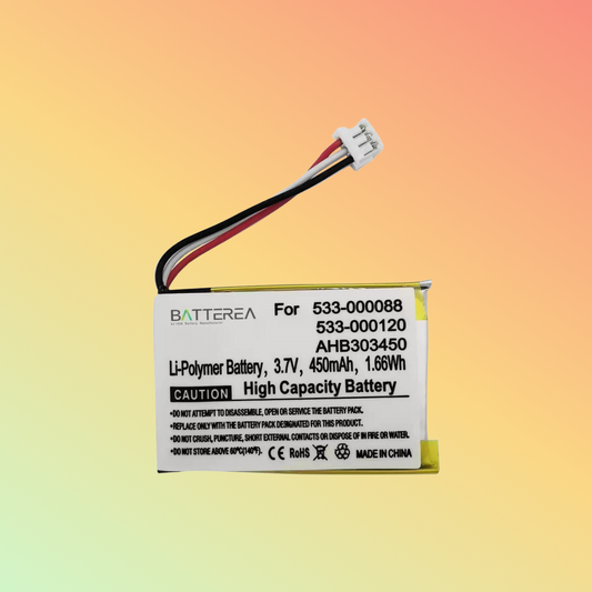 BATTEREA 3.7V 450mAh battery replacement for Logitech MX Anywhere 2 MX Master battery for 533-000088 533-000120 533-000121 AHB303450 L/N: 1412