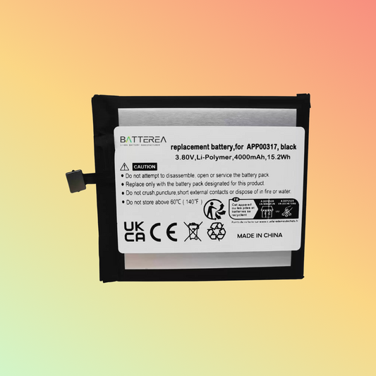 BATTEREA 3.8V 4000mAh battery replacement for CAT S62 Pro, replaces APP00317, black, Li-Polymer