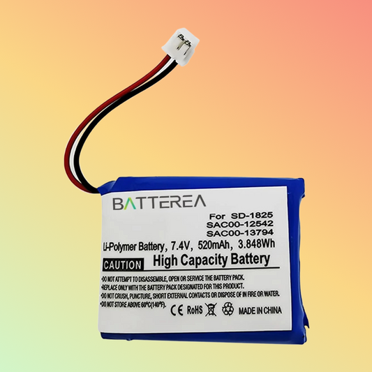 BATTEREA 7.4V 520mAh replacement  battery for Sportdog D-1875, HoundHunter 1875, HoundHunter 3225, SAC00-13794, SD-1825, replaces SAC00-12542, Li-Polymer