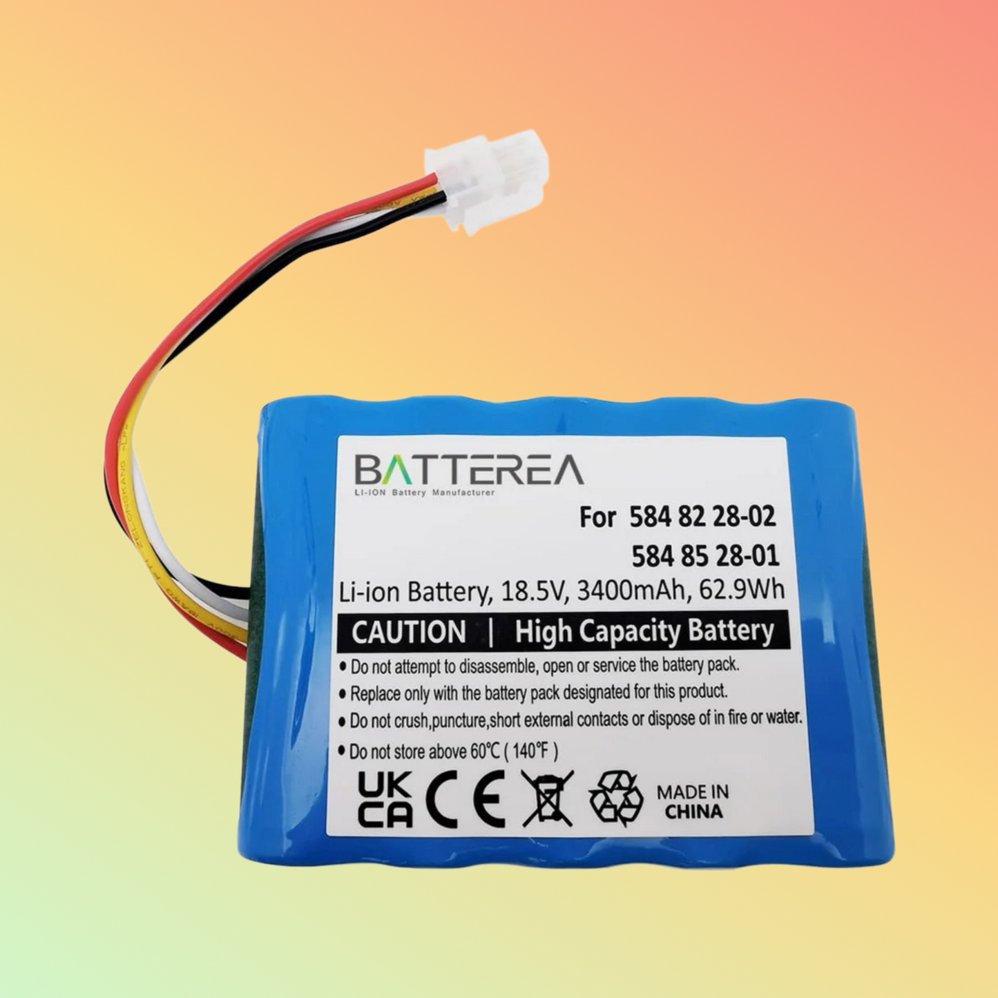 BATTEREA Automower Battery Replacement for Husqvarna 584 85 28-01, 584 82 28-02, 584 82 28-01 ,3400mAh 18.5V Li-ion