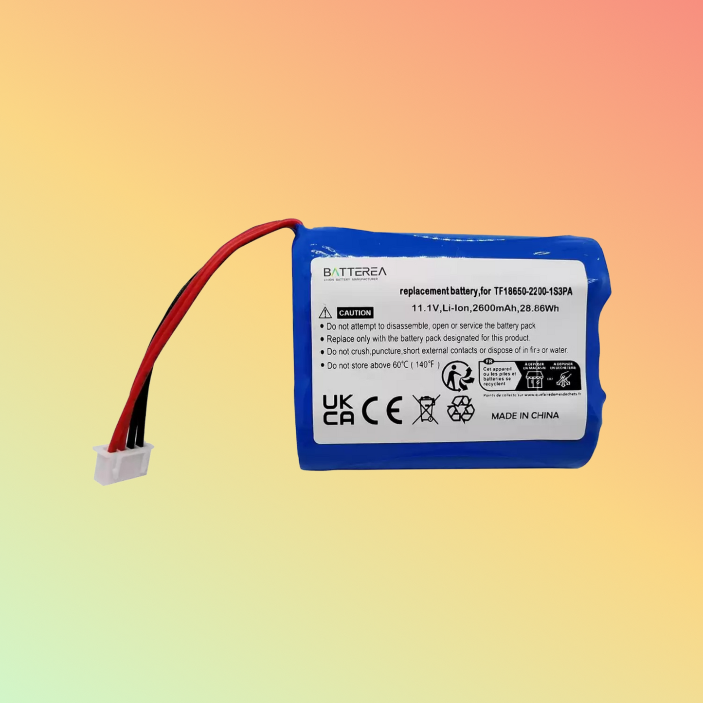 BATTEREA Bluetooth Speaker battery replacement for Marshall Kilburn, replaces TF18650-2200-1S4PA,14.4V 2600mAh, Li-ion