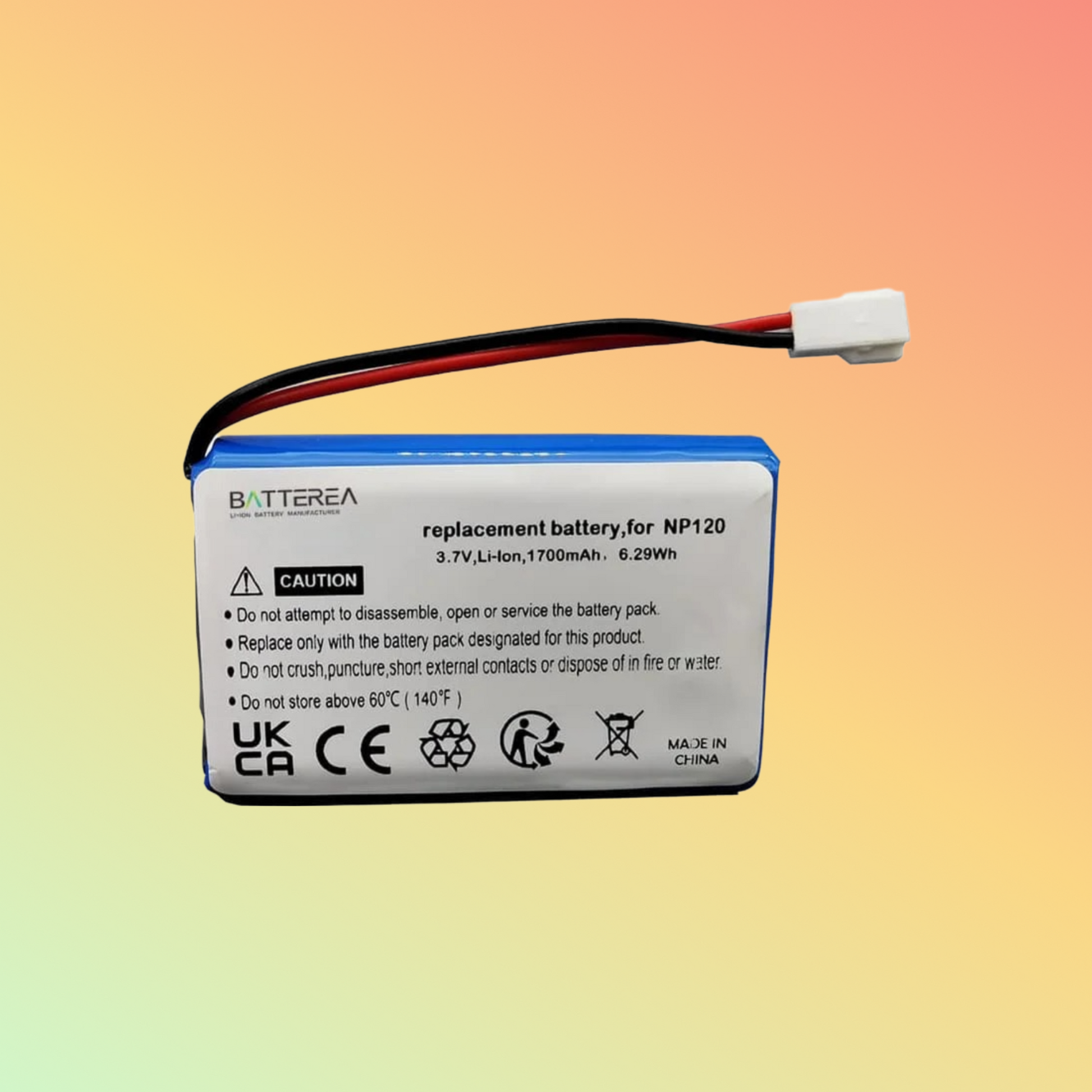 BATTEREA battery replacement for Seecode Vossor Phonebook replaces for  NP120 Li-ion 3.7V 1700mAh