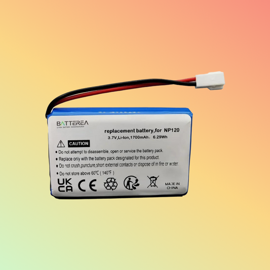 BATTEREA battery replacement for Seecode Vossor Phonebook replaces for  NP120 Li-ion 3.7V 1700mAh