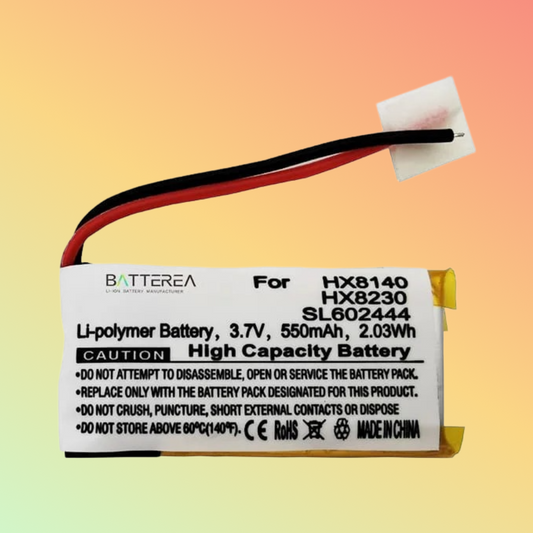 BATTEREA battery replacement for Philips Sonicare Airfloss HX8140 Philips Sonicare Airfloss HX8230 replaces SL602444 Li-Polymer 3.7V 550mAh