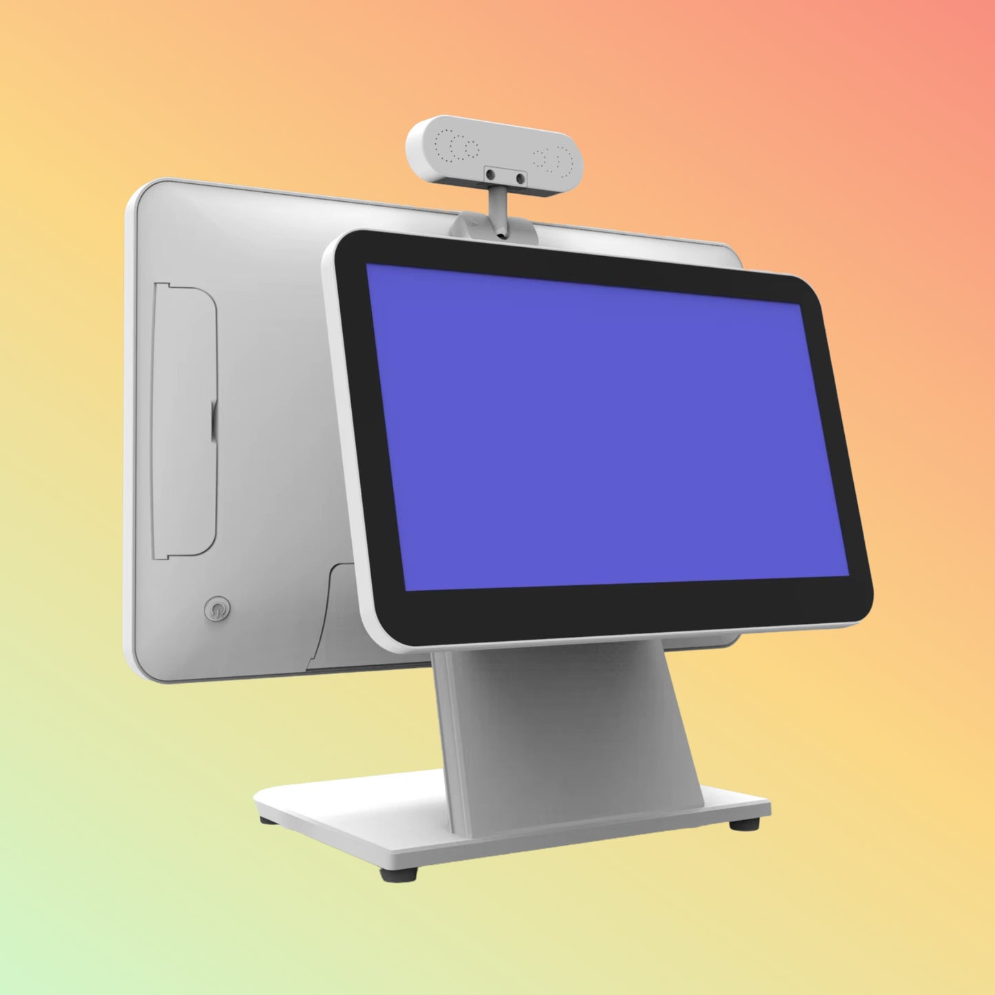 "POSTECH PT-R2409 Touch POS System with 15.6” and 11.6” dual display."