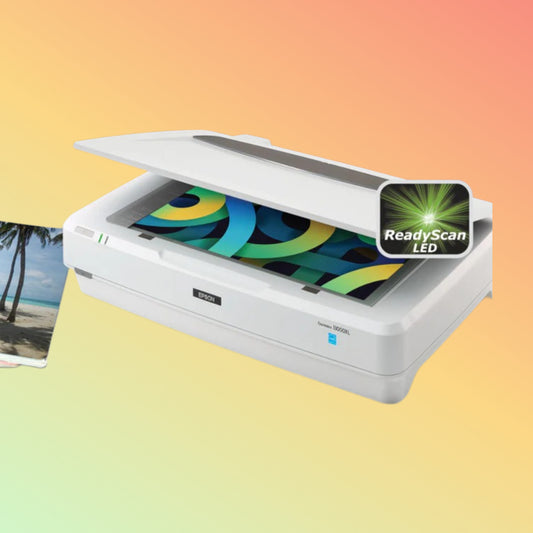 "Epson Expression 13000XL A3 Photo Scanner with transparency unit."