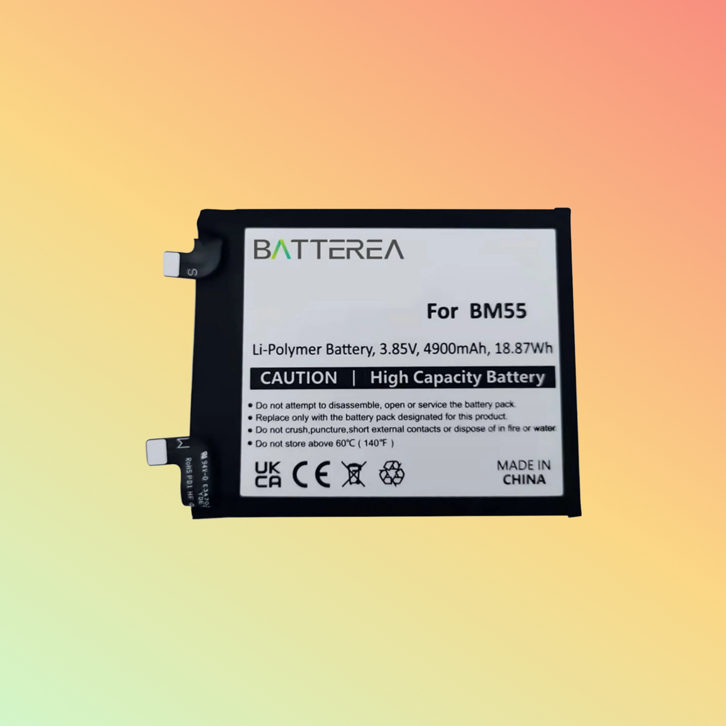 Batterea battery replacement for Xiaomi Mi 11 Pro 5G replaces BM55 Li-Polymer 3.85V 4900mAh 18.87Wh