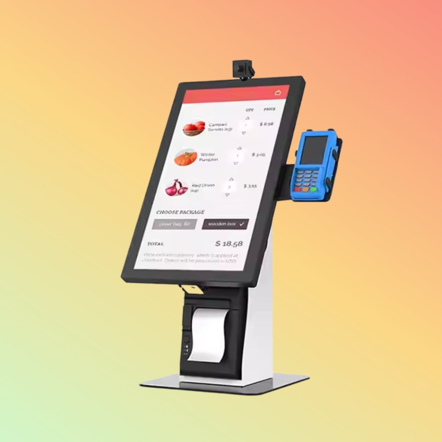 MAKEN 21.5 Inch Interactive Touch Payment Kiosk Self Checkout Self-Service Kiosk for Supermarket