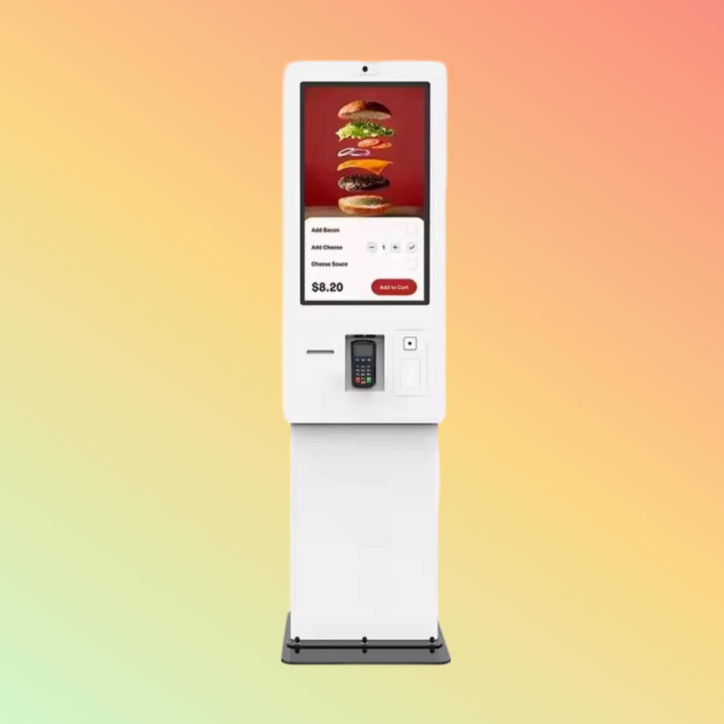 MAKEN 27 inch Vertical standing interactive touch screen single screen automated kiosk payment ordering for fast food