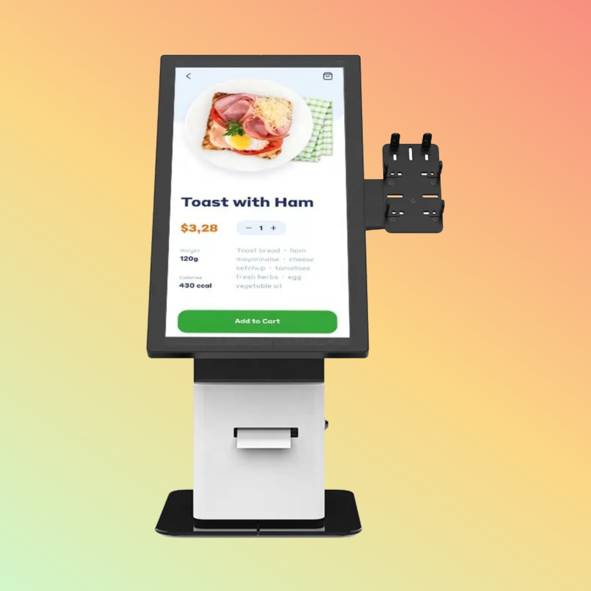 1️⃣ "POSTECH PT-R215 21.5” self-service kiosk for restaurants &amp; retail."