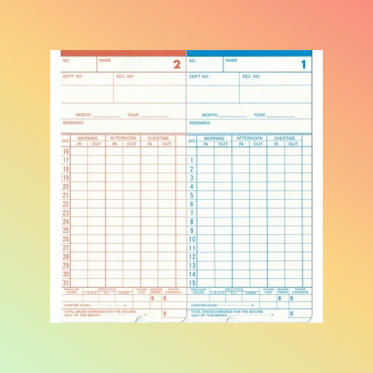 TCX6000 Time Cards