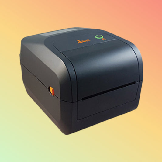 "Close-up of Argox O4-250 Label Printer showing ribbon and media loading."