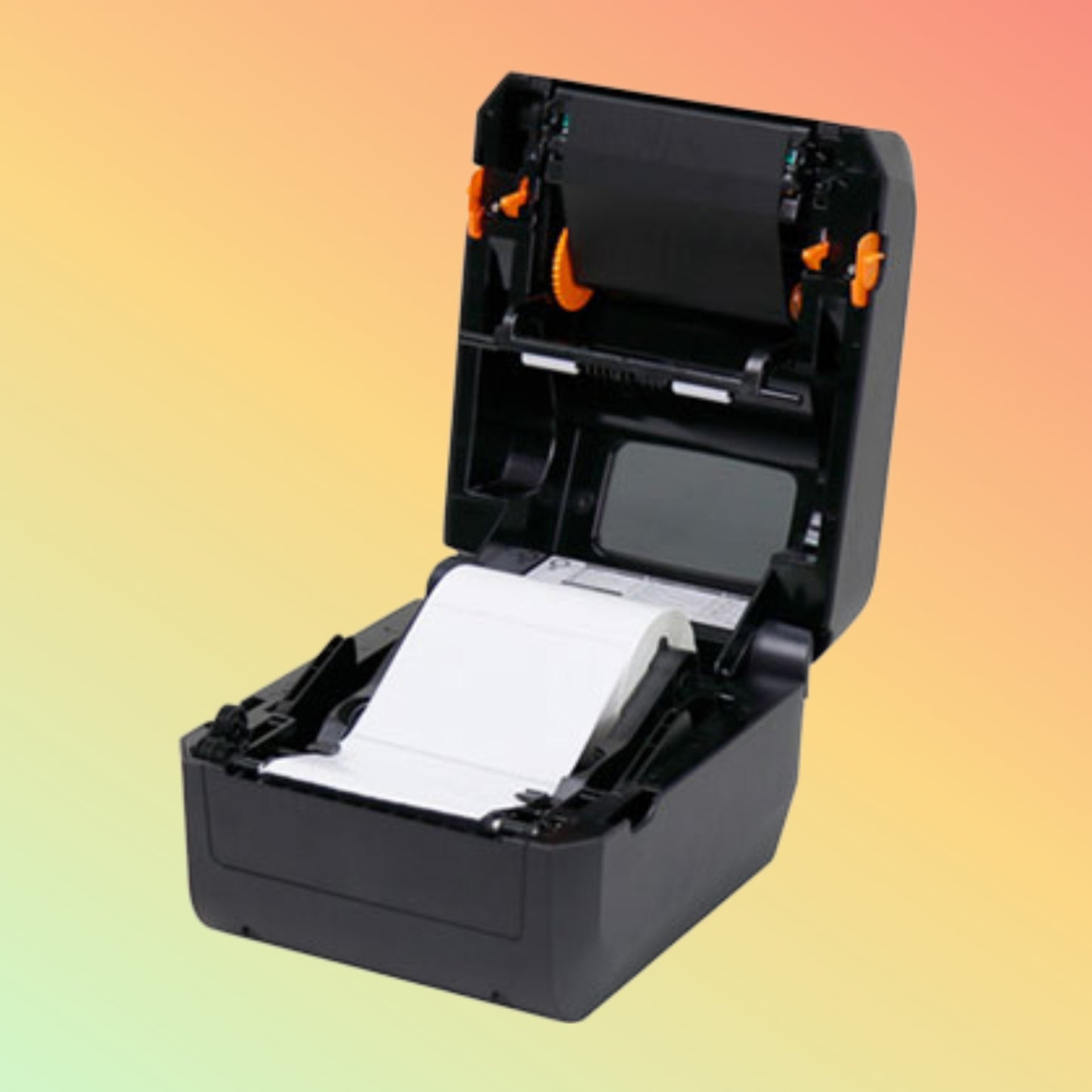 "Top view of Argox O4-250 printer showcasing clamshell design and user-friendly interface."