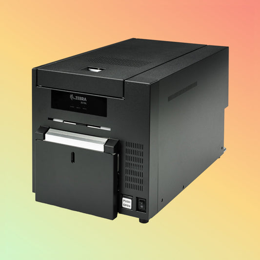 Zebra ZC10L Large-format card printer for vibrant event badges.