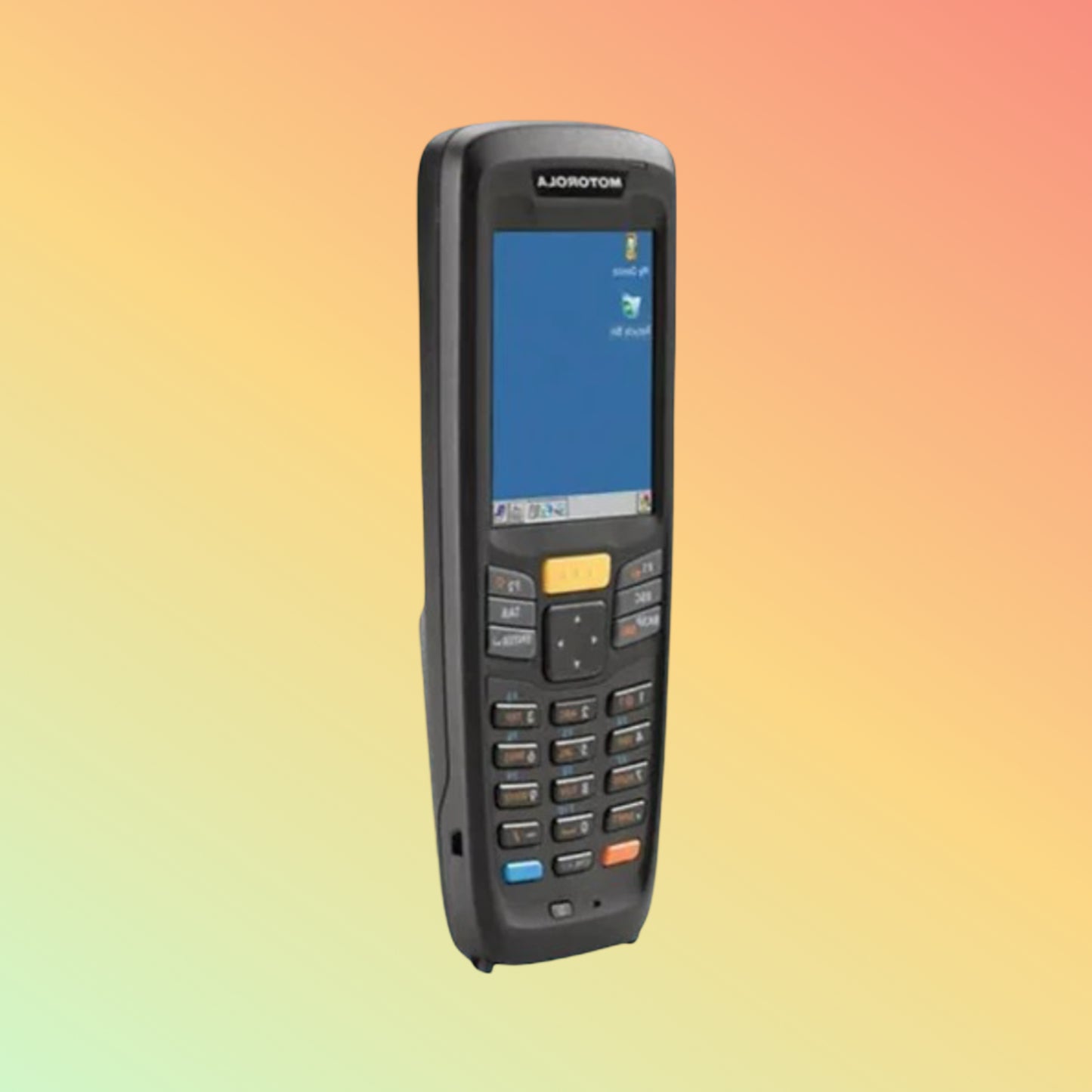 Rear view showing MC2100 rugged design and battery