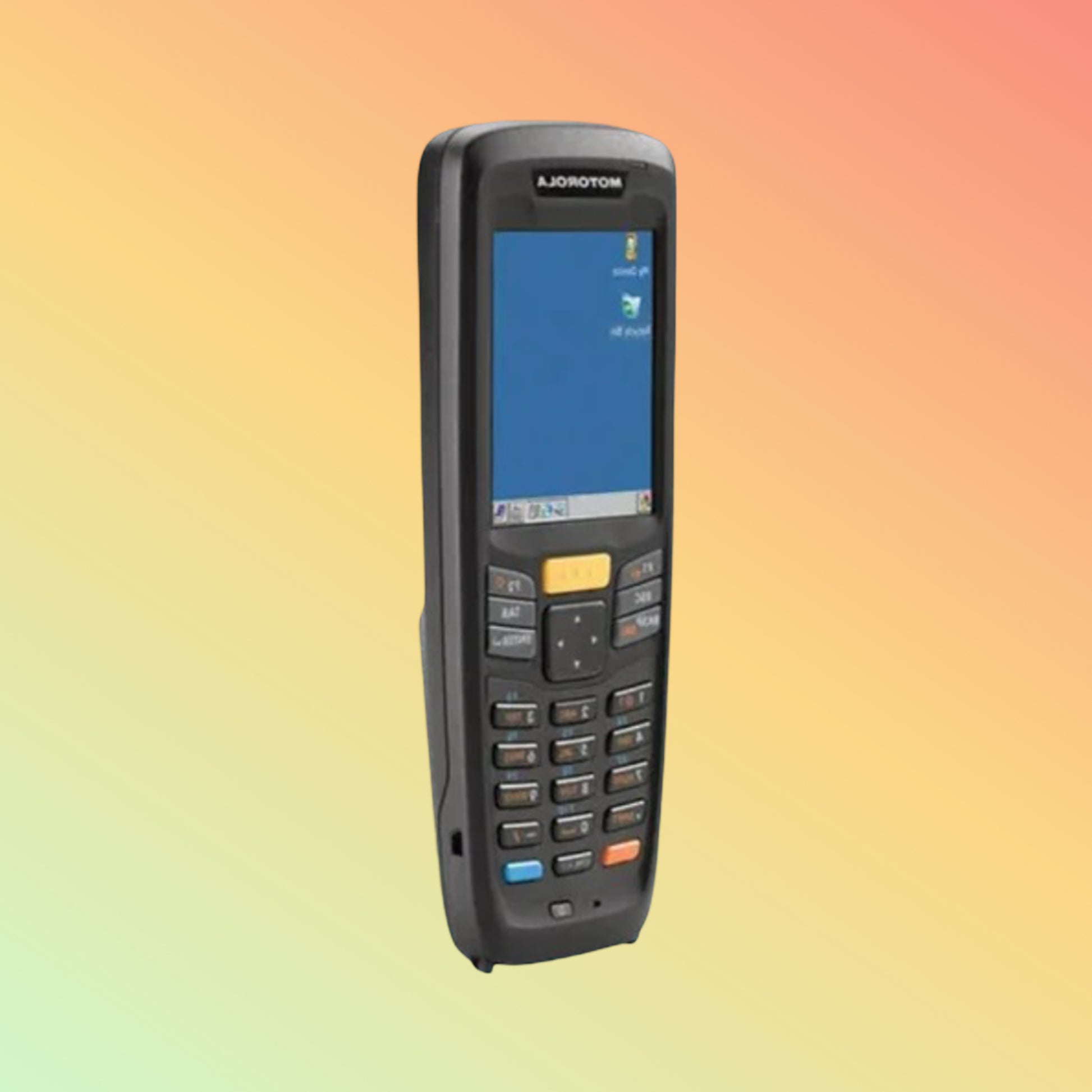 Rear view showing MC2100 rugged design and battery