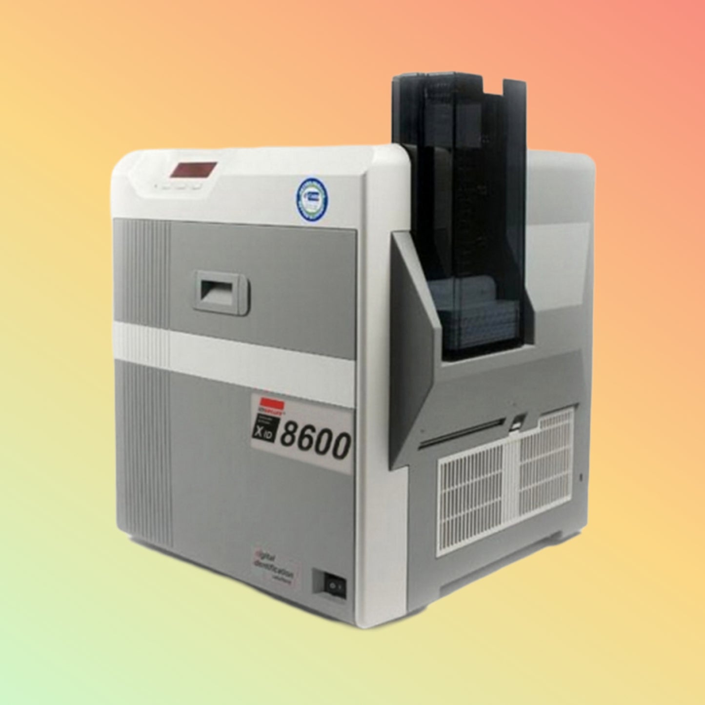 Close-up of printed high-resolution ID badge from XID8600