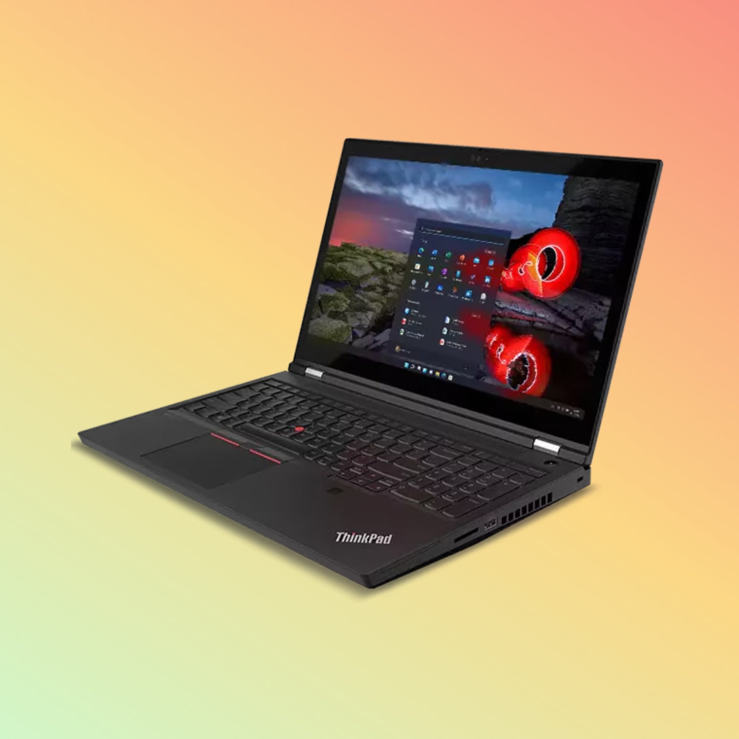 Lenovo ThinkPad P15s Gen 2 keyboard and display close-up.