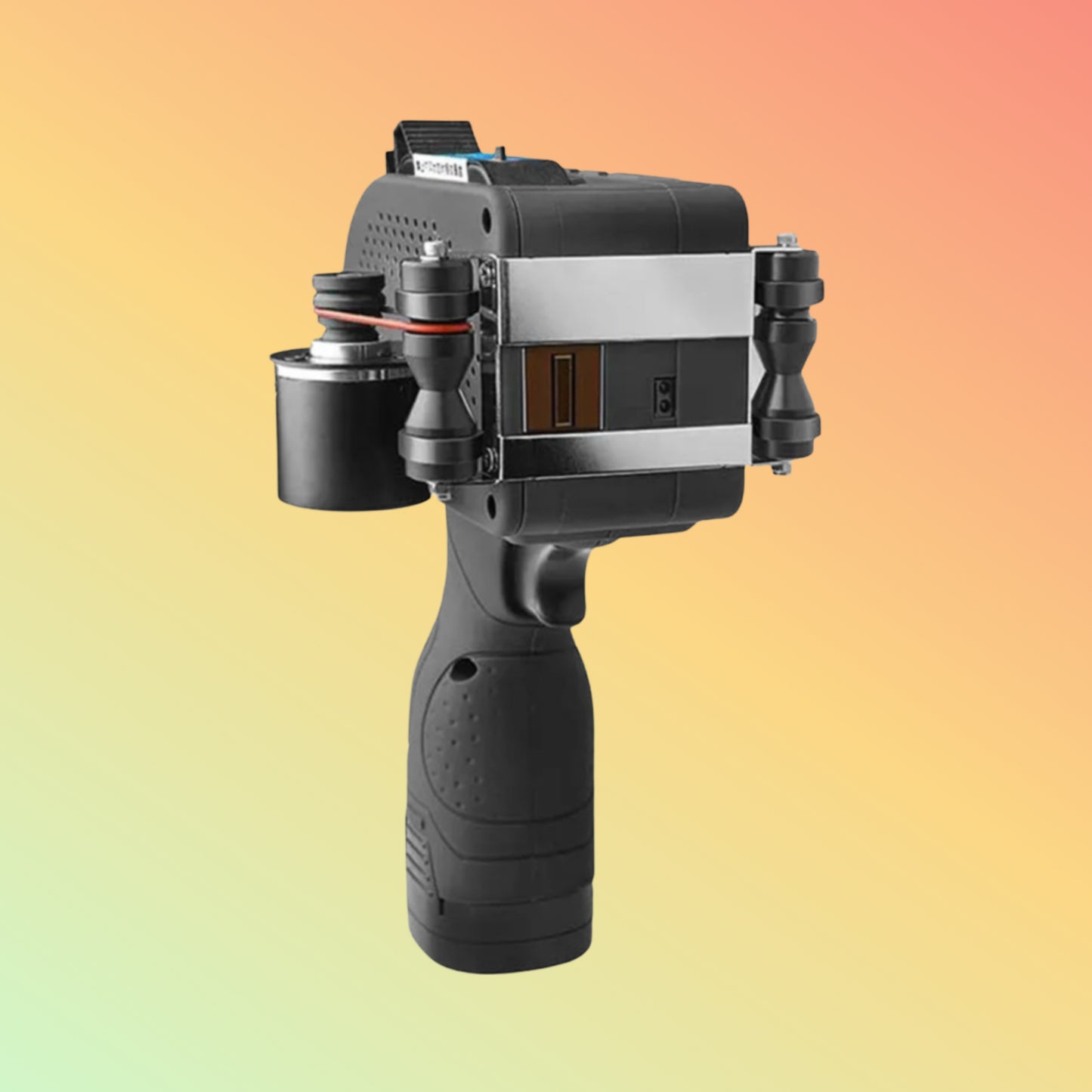 Black handheld device with a gradient background